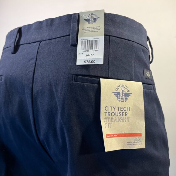 M101 Dockers Men's Navy Straight Fit City Tech Trousers - Size 38 x 30 - NWT$72 - Picture 3 of 5